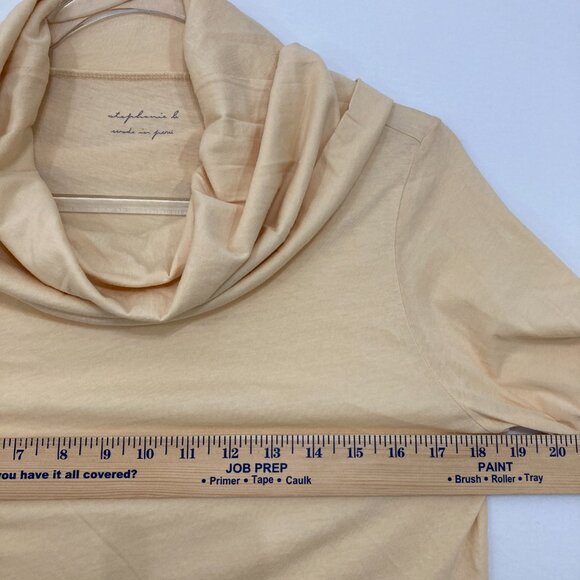 Stephanie B size Large Light Orange Cowl Neck Ultra Soft Pima Cotton Top - Picture 7 of 9